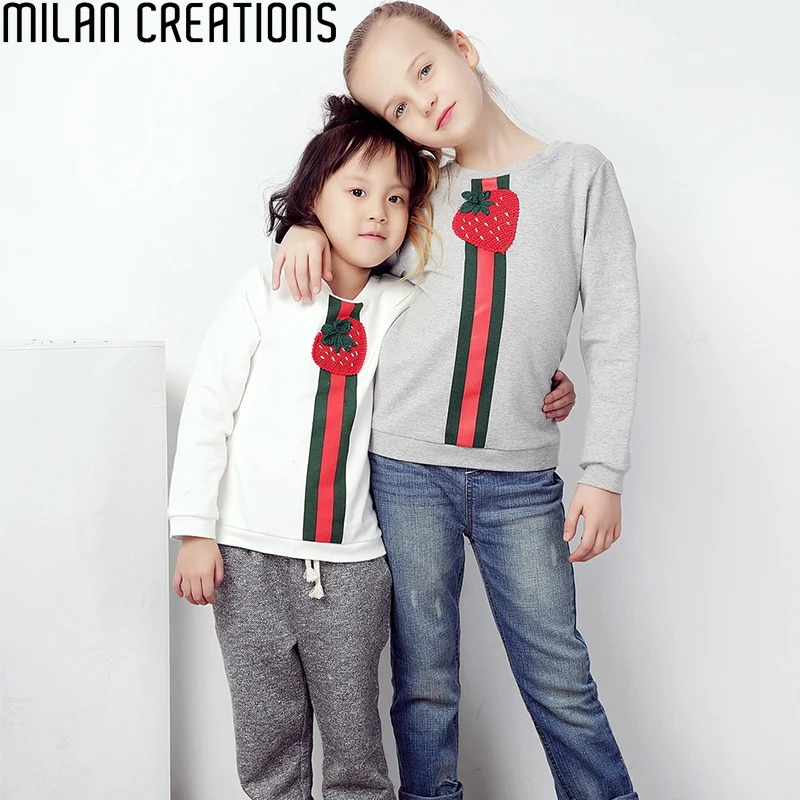 

Girl T-shirts Kis Clothes 2016 Spring Autumn Brand Teenager Girls Top Tees Long Sleeve Strawberry Pattern Children T shirts