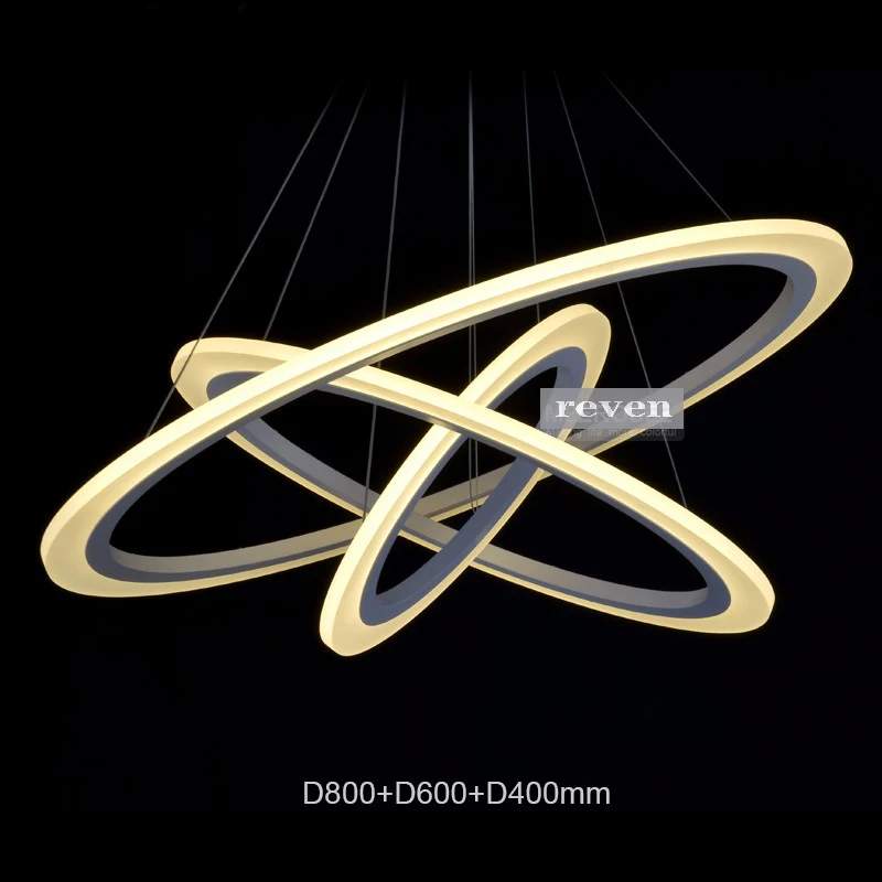 

Modern Rings LED Pendant Lights for Dining Room White Acrylic Circles LED Pendant Lamp Lustres LED free shipping