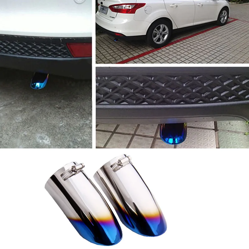 Car styling Stainless Steel Grilled blue Car Exhaust Pipe tip Tailpipe