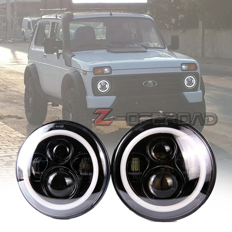 For Jeep wrangler suzuki samurai headlight assembly 7" LED headlamp