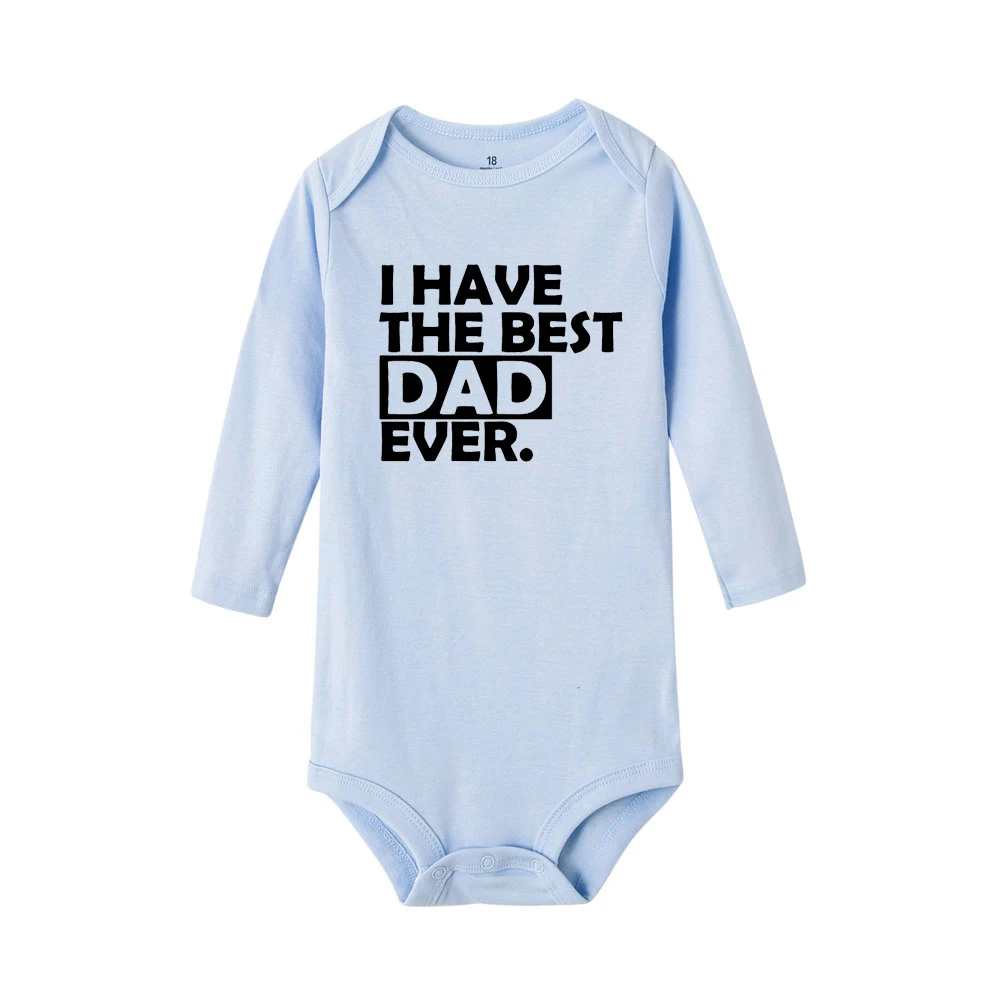 Боди для новорожденных с принтом «I Have The Best Dad Ever», комбинезон для маленьких девочек и мальчиков, милая детская одежда с длинными рукавами для детей от 0 до 24 месяцев - Цвет: RA91-LRPLB-