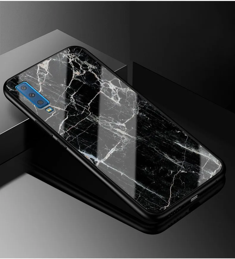 Для samsung A7 чехол A 7 PC Пластиковый стеклянный чехол для телефона черный TPU бампер чехол для samsung Galaxy A7 A750 7A чехол - Цвет: 09
