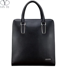 YINTE Men’s Black Briefcase Leather Business Shoulder Bag Small Laptop Messenger Office/Business/Meeting/Lawyer Totes T8383-3