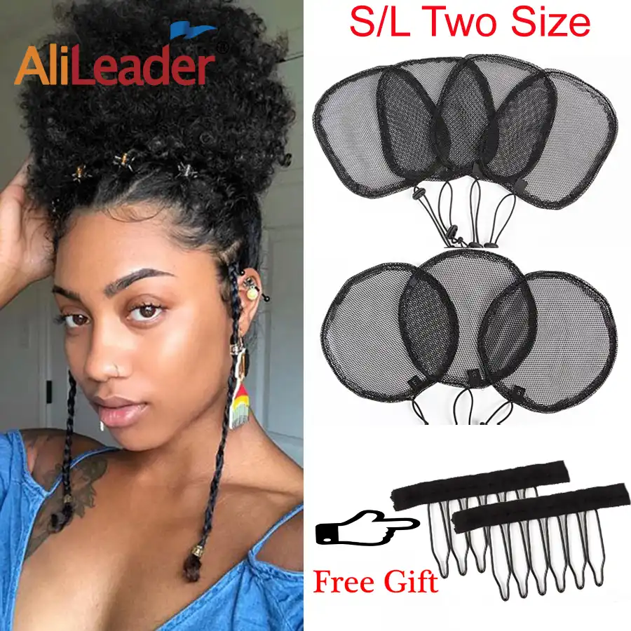 Alileader Afro Puff Net Wig Caps For Making Ponytail Black Hair