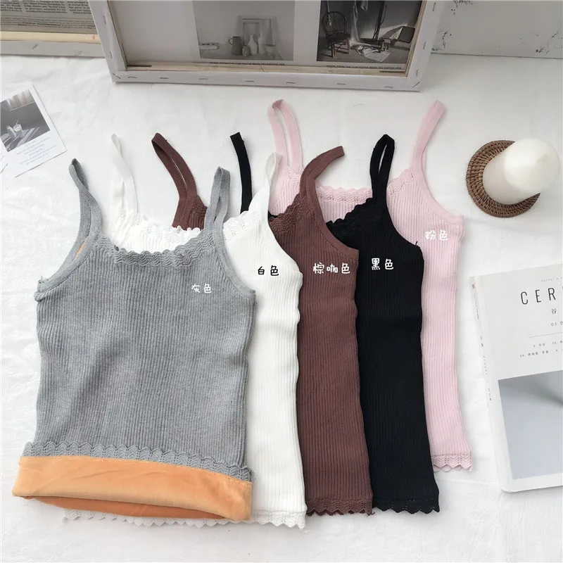 Camiseta tirantes muje для женщин 2018 зимняя женская одежда Базовая майка добавить шерсть