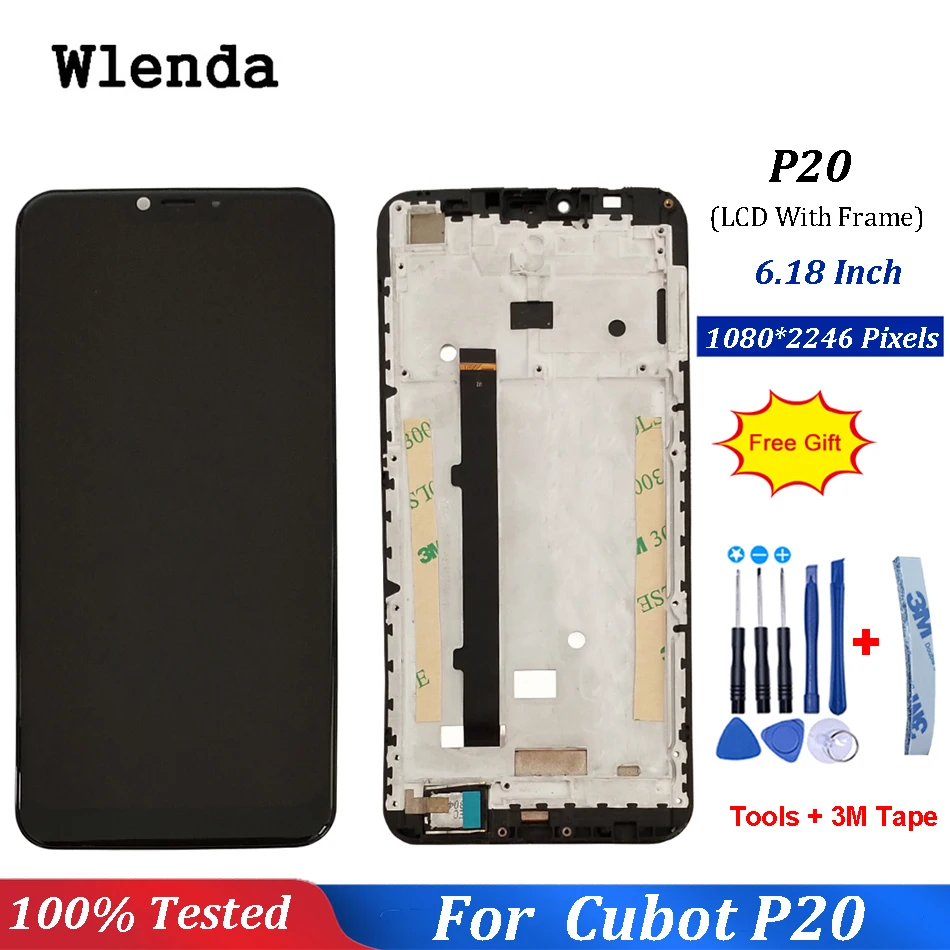 

For Cubot P20 LCD Display and Touch Screen With Frame 6.18 Inch Digitizer Assembly Replacement With Tools For Cubot P20 Phone
