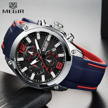 2020 MEGIR Watch Top Brand Mens Watches with Chronograph Waterproof Silicone Sport Wristwatch Men Watch Analog Quartz Relogio