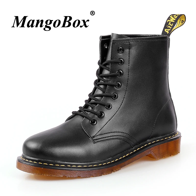

Man Martens Boots Black Brown Fashion Male Boots Comfortable Men Casual Pu Shoes Lace Up Mens Spring Autumn Boots 2018