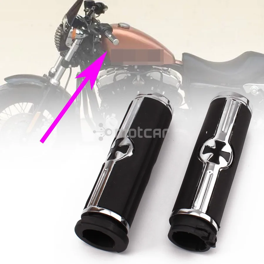 

Black Gel Rubber +Metal Motorcycle Cross Logo Handlebar 25mm 1" Hand Grips For Harley Softail Dyna Sportster Custom Low Rider