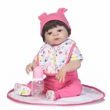 22″Full Silicone Reborn Baby Girl Dolls Lifelike Interactive Newborn Babies Alive Doll for Child Bath Shower Bedtime Toy Doll