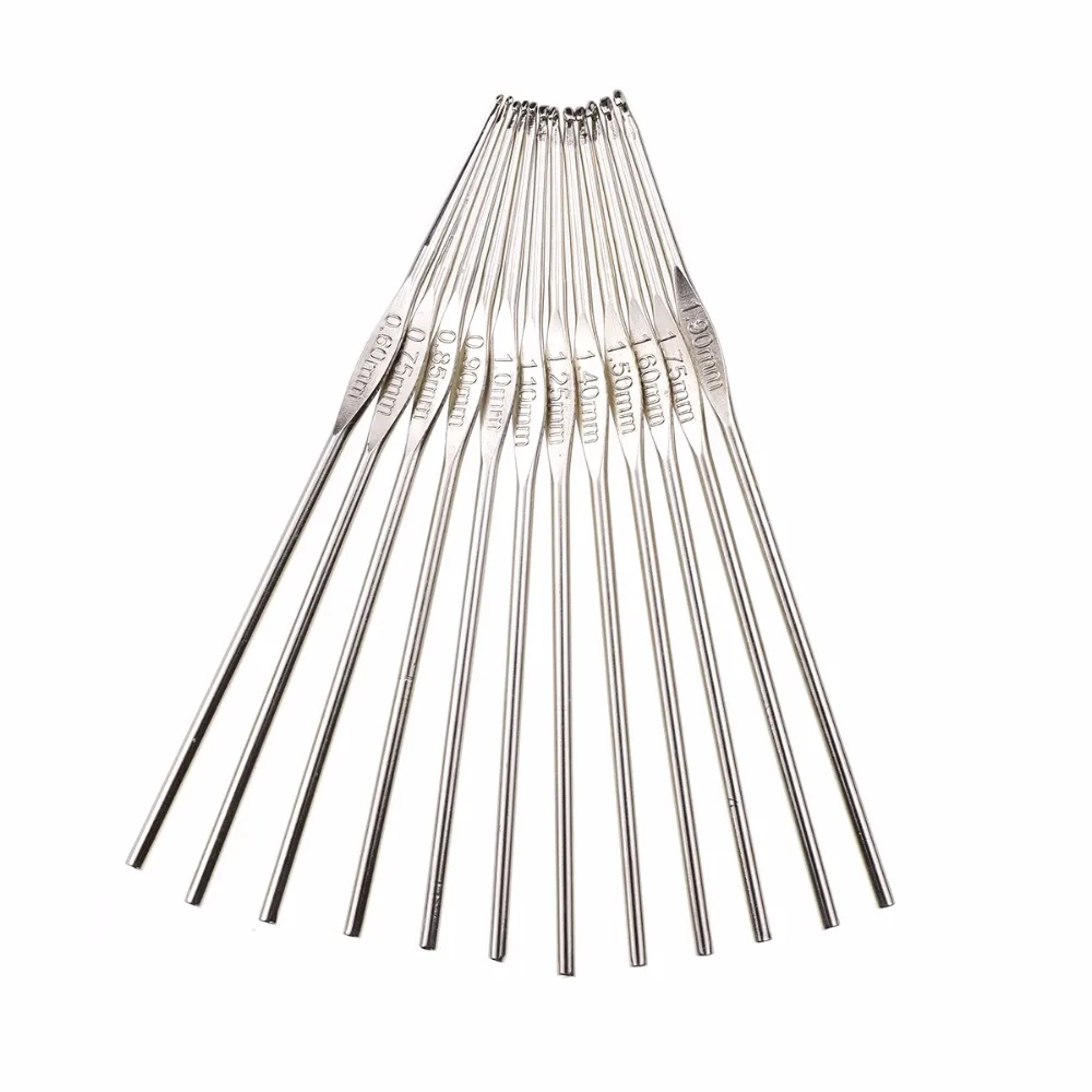 Looen 12pcsset Small Size Crochet Hooks Set Mix Sizes 0.6-1.9mm Knitting Needles For Yarn Weave Tools Lace Crochet Needles Set (7)