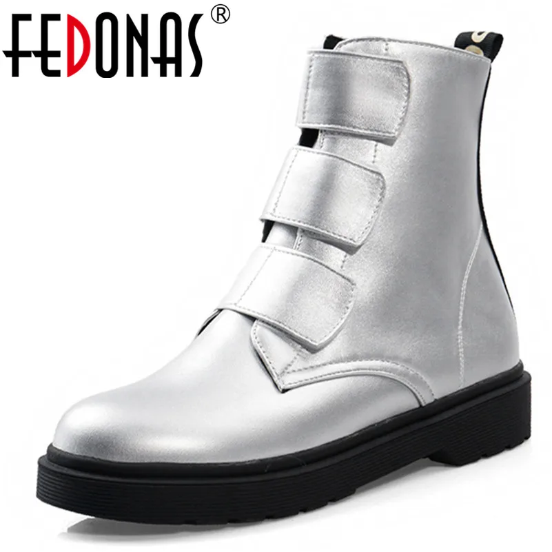 

FEDONAS Synthetic Women Warm Winter Ankle Boots Round Toe Med Heels Western Boots New Punk Big Size Party Night Club Shoes Woman
