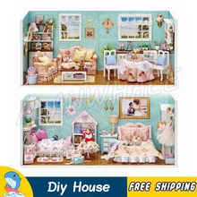 4 типа миниатюрный кукольный дом комбинация счастье тема DIY кукольная мебель взрослый Подростковая игрушка фигурка строительные Подарки Наборы