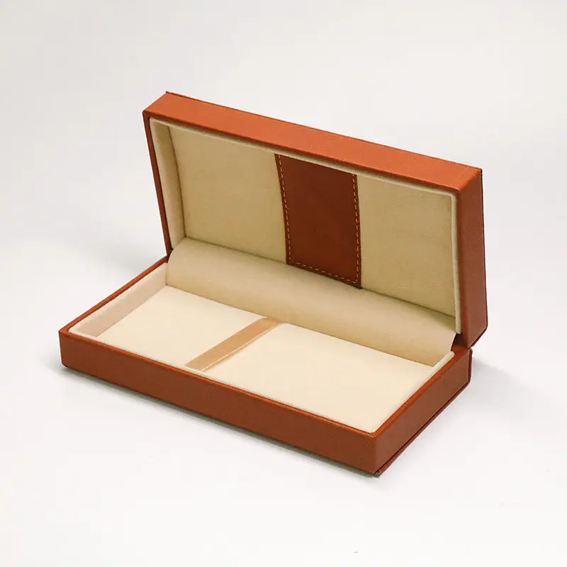 

Brown Color PU Leather Pen Storage Case New Metal Pen Package Gift Boxes Case Business Display Boxes Can Customize LOGO W088