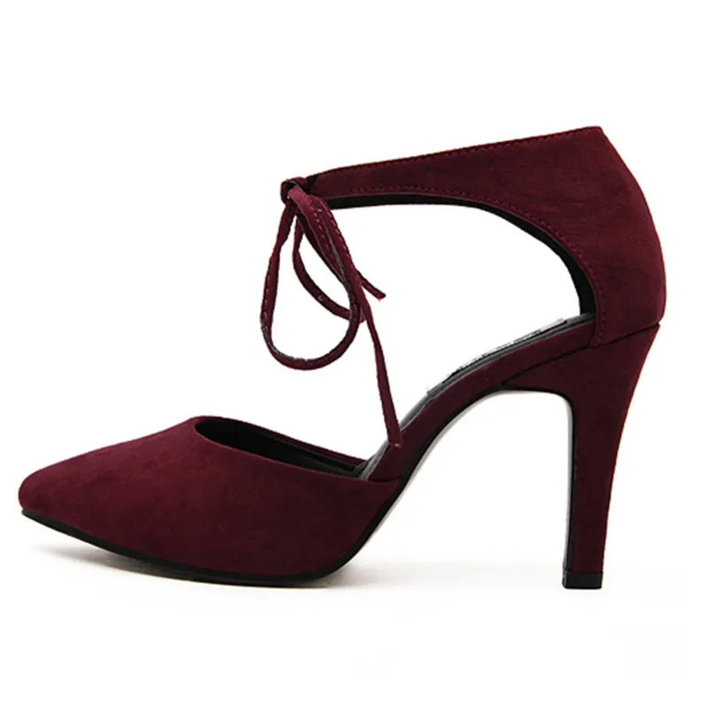 

MAGGIE'S WALKER spring and autumn 2015 black pointed toe bandage thin heels high-heeled shoes lacing shoes small yards shoes