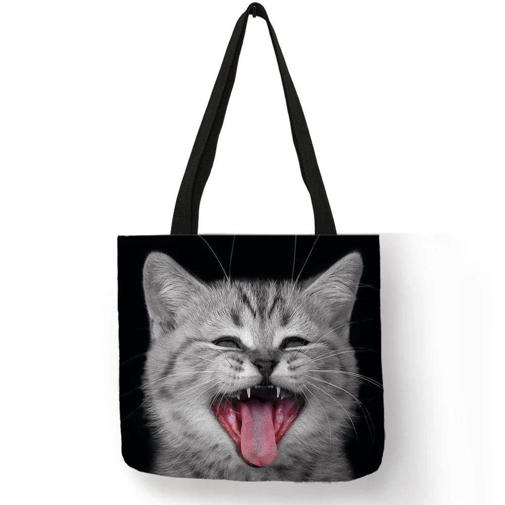 3 D Vivid Kitty Cat Reusable Shopping Bag Women Casual Totes Bags With