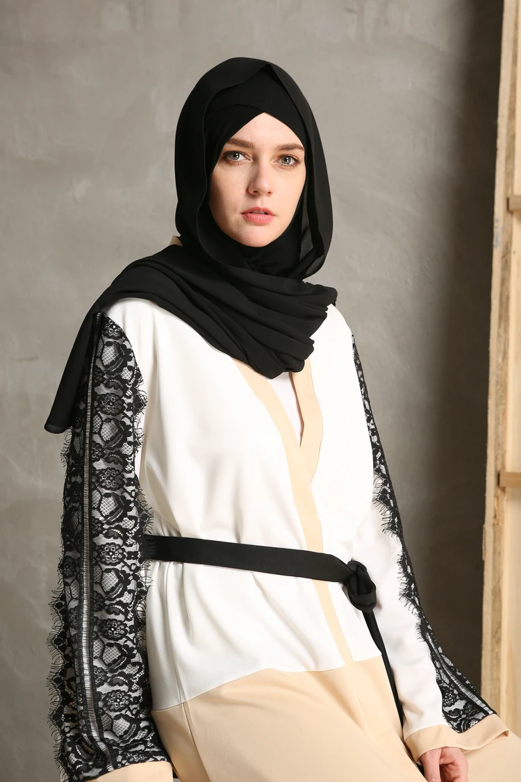 Модные мусульманские Макси кружево платье кардиган «абайя» халаты Винтаж стиль для женщин Vestido исламский мгновенный Хиджаб Арабский