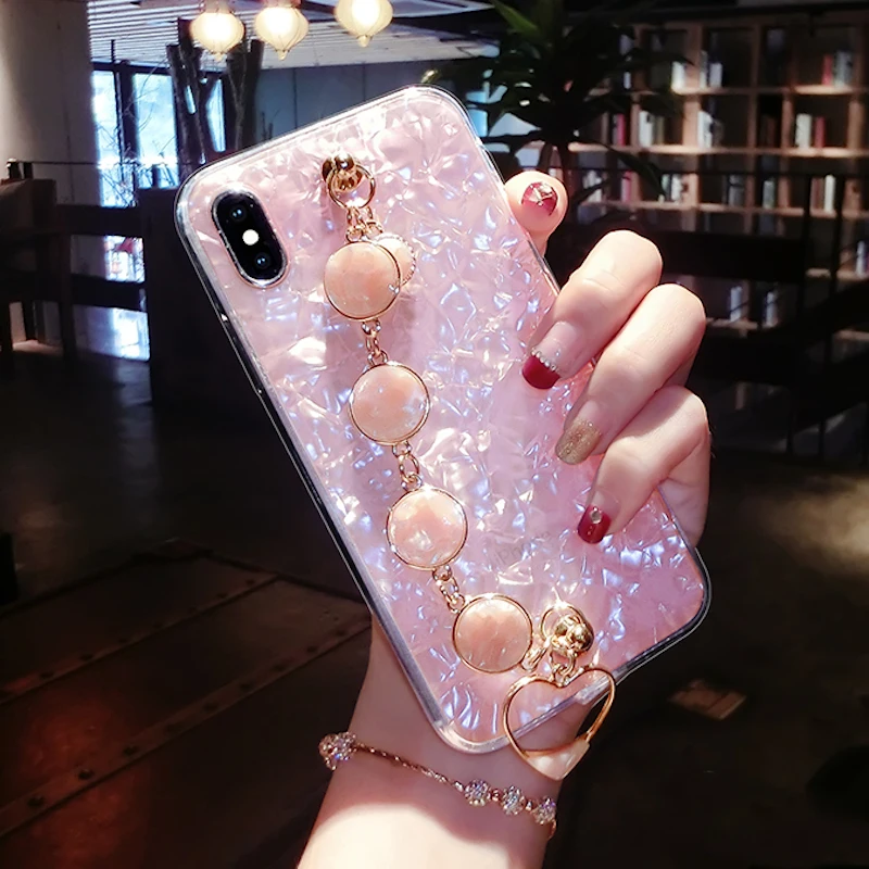 

For Huawei P8 P9 P10 P20 Lite Plus mate 10 pro Fancy Elegance Emerald chain heart Bracelet soft shell phone case cover