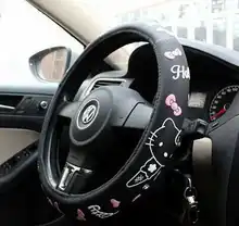 Рисунок «Hello Kitty» рулевого колеса автомобиля крышки спорт Универсальный 38 см с милым бантом Мультфильм латекс охватывает автомобильные аксессуары подкладке Volante