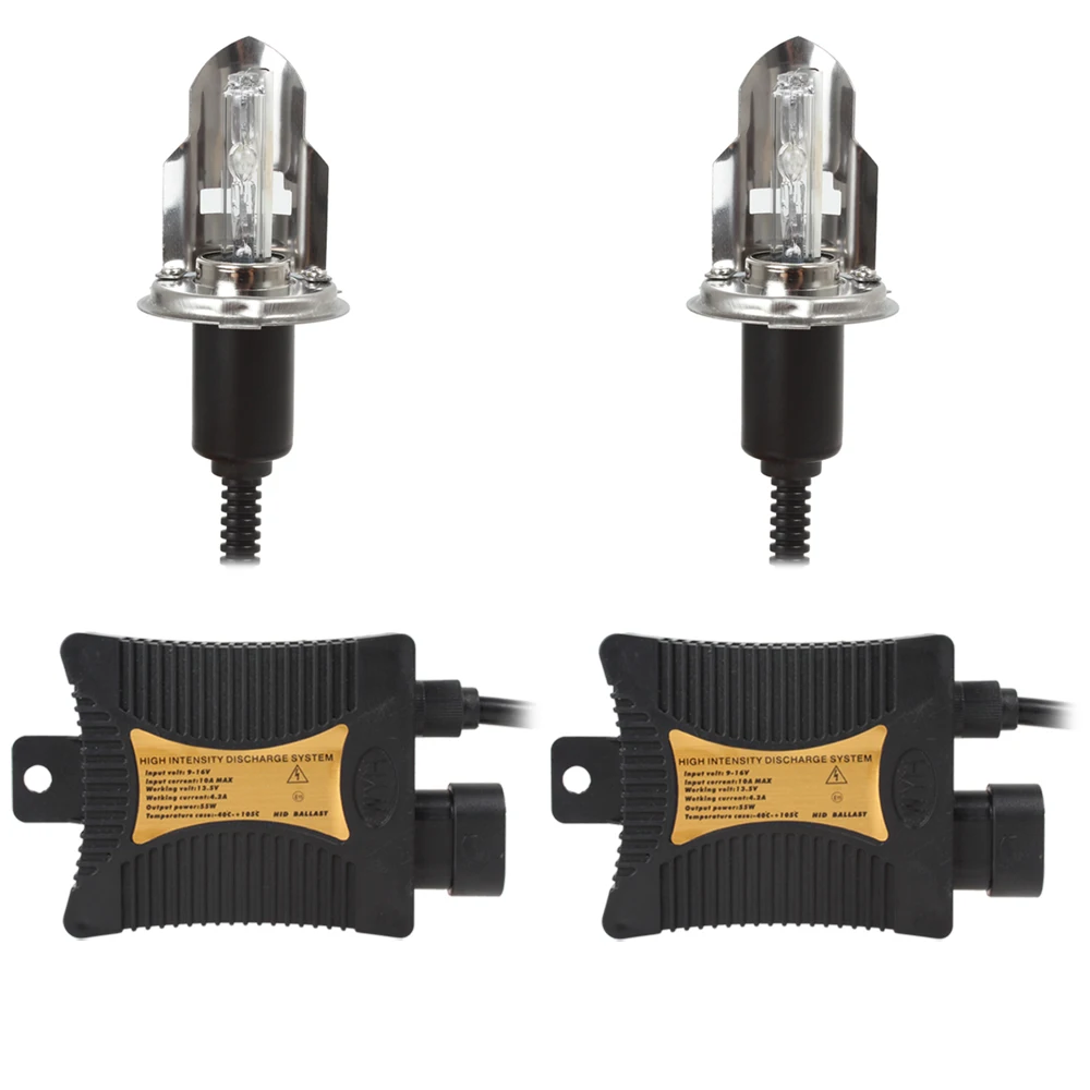 2 x 12V 55W 3200LM H4 HID Xenon Bulb Headlight + 2 Ballasts with 5