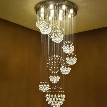 

New contemporary Rotating staircase designLED K9 crystal light crystal chandelier Lobby Living Room Luxury Crystal chandelier
