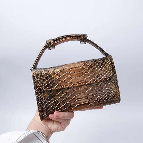 XMESSUN Bolsa Feminina, женская сумка из натуральной кожи, женская модная сумка на плечо, роскошные дизайнерские сумки-мессенджеры из кожи питона - Цвет: Snake Bronze