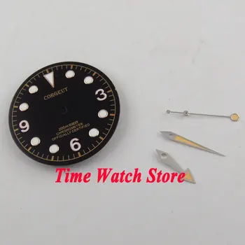 

Fit ETA 2824 2836 Automatic Movement 30.4mm black sterial dial luminous Watch Dial with hands D95