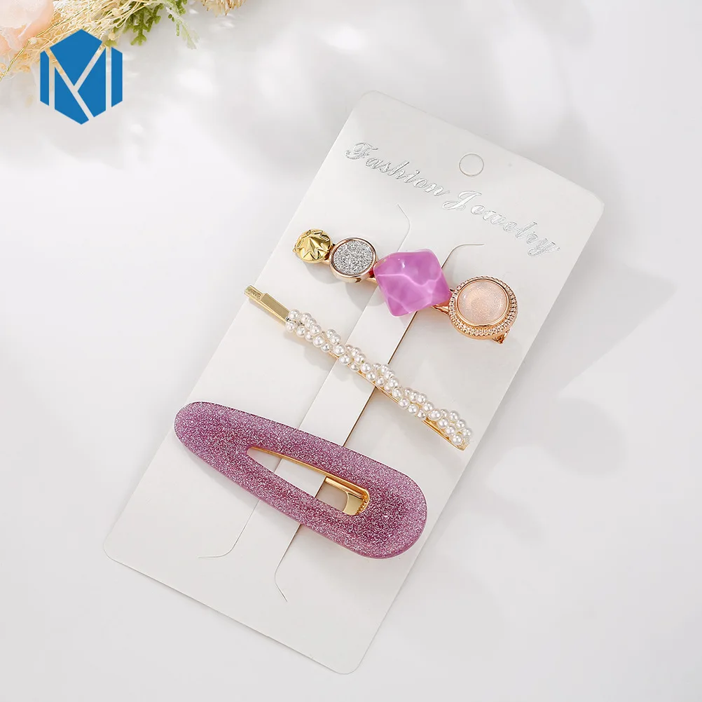 three pieces E Модные заколки для волос для женщин, модные милые заколки для девочек, простые заколки в Корейском стиле, сплав, ВВ, ручная работа, INS, аксессуары для волос - Цвет: three pieces E