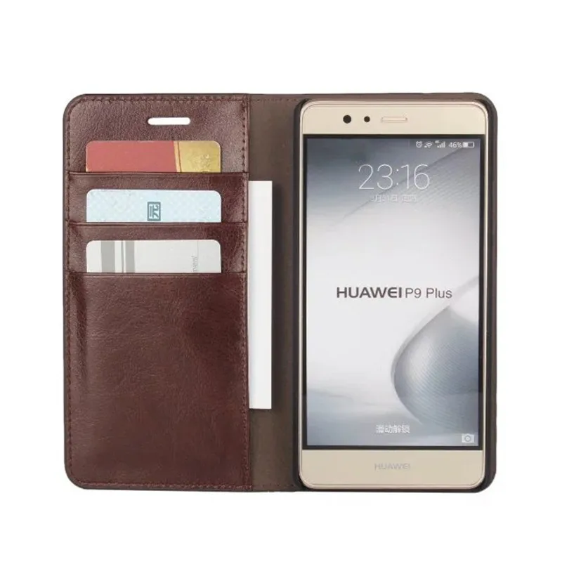 Luxury Phone Cases For Huawei P9 Plus Original Brand Genuine Leather Magnet Auto Flip Wallet Case Cover Cellphone Accessories