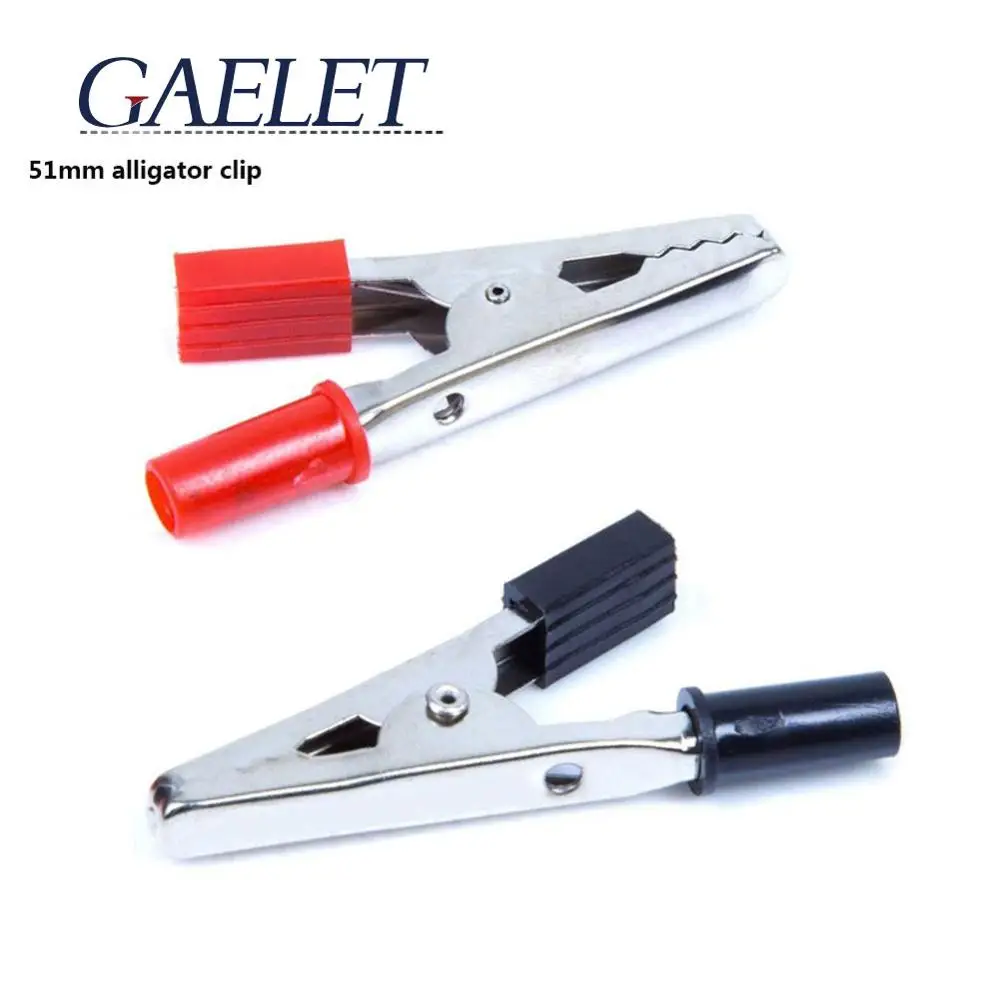 

10 unids 50 mm mango de plбstico sonda de prueba Metal pinzas de cocodrilo conector conectar enchufe para la baterнaZK30