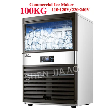100KG Commercial Ice Machine Ice making machine Milk Tea room/small bar/Coffee shop fully automatic ice cube machine110v/220v fully automatic tea making black steam electric kettle glass machine