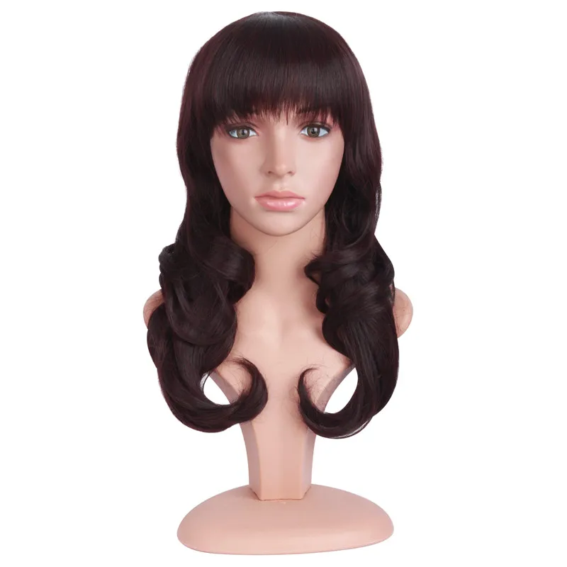 Dark Brown Medium Curly Wigs For Women Heat Resistant Synthetic Hair