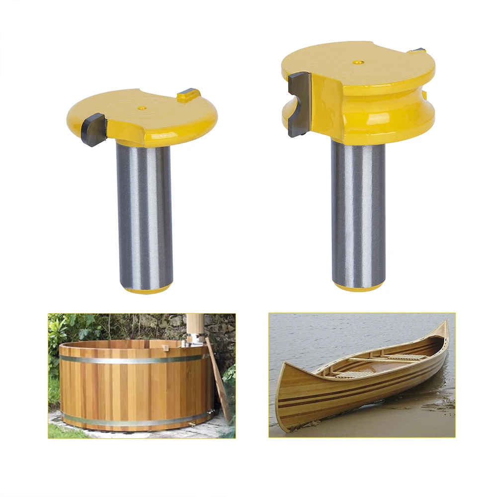 2Pcs/pack 1/4" Shank Canoe Joint Flute & Bead Router Bit Wooden Hot Tub Cutter