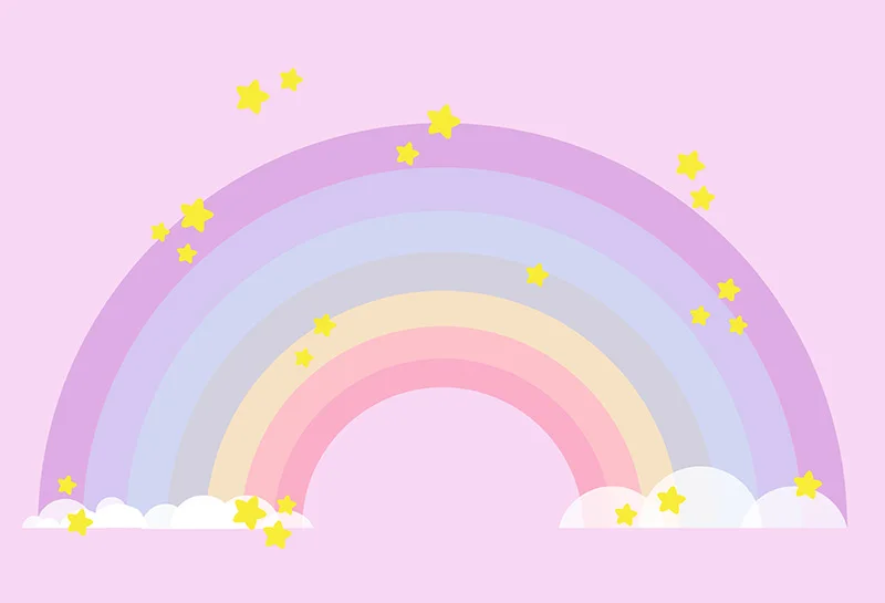 7x5FT Light Pink Purple Rainbow Arch Stars Kindergarten Custom Photo
