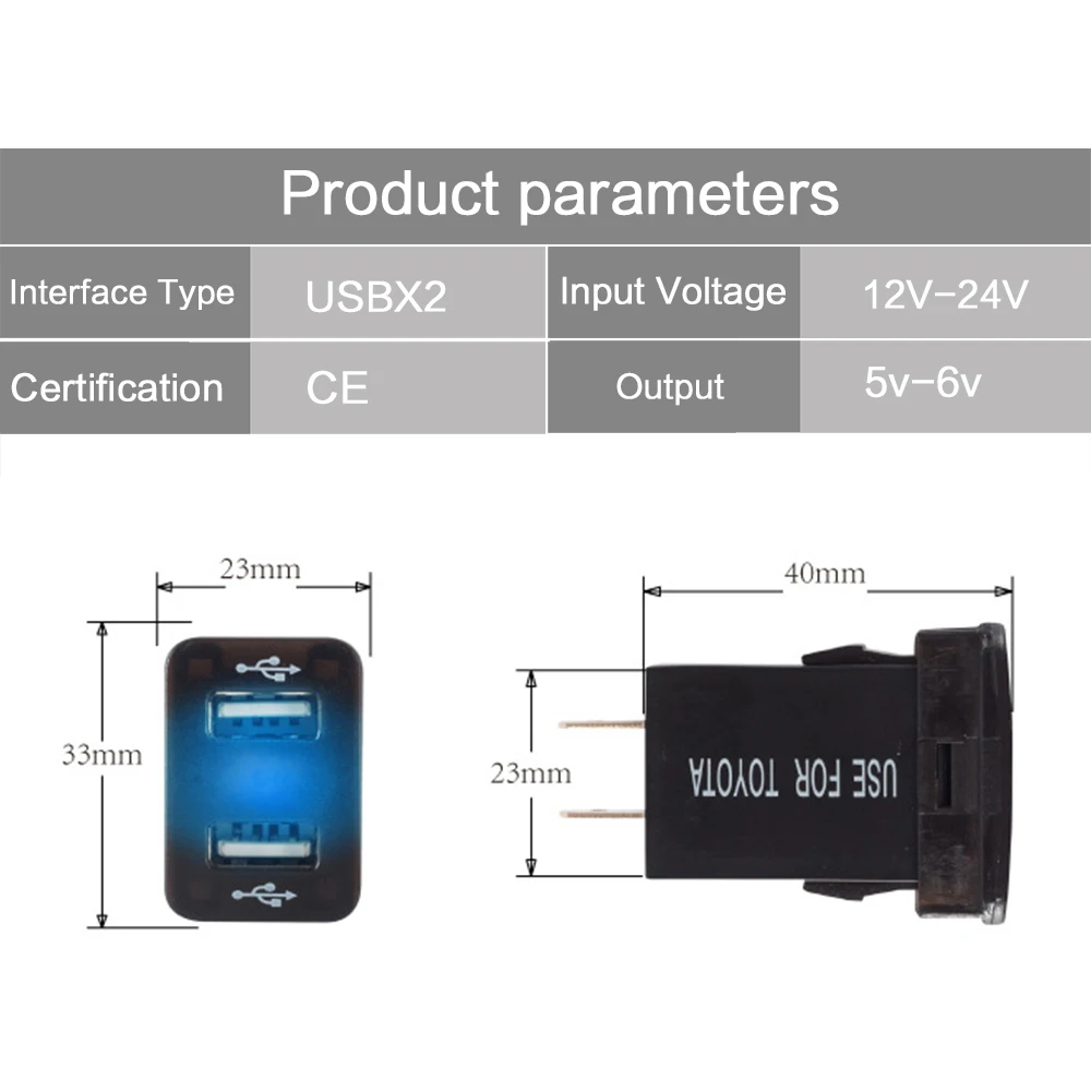2USB порт 12-24 В розетка для автомобильного прикуривателя адаптер питания с светодиодный цифровой вольтметр метр монитор для Toyota Usb Автомобильное зарядное устройство