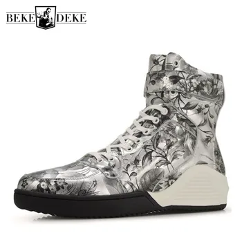 

Winter Ankle Boots Men Casual High-Top Genuine Leather Work&Safety Shoes Men Designer Print Lace Up Warm Sneakers Snow Botas