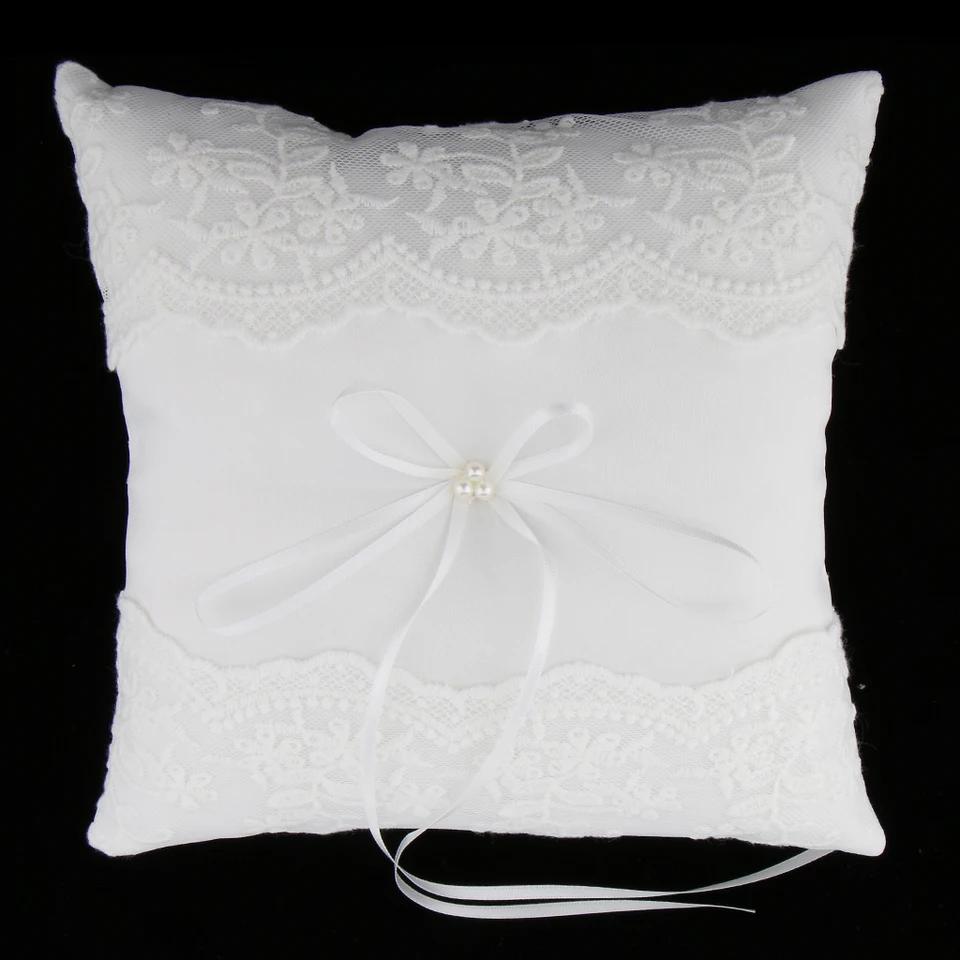 Porta Alianzas Para Anillos Cojín Porta Anillos De Boda - Blanco Con Lazo Y  Perlas, Ideal Para Ceremonia O Propuesta Almohada Anillos Lazo, image size:960x960