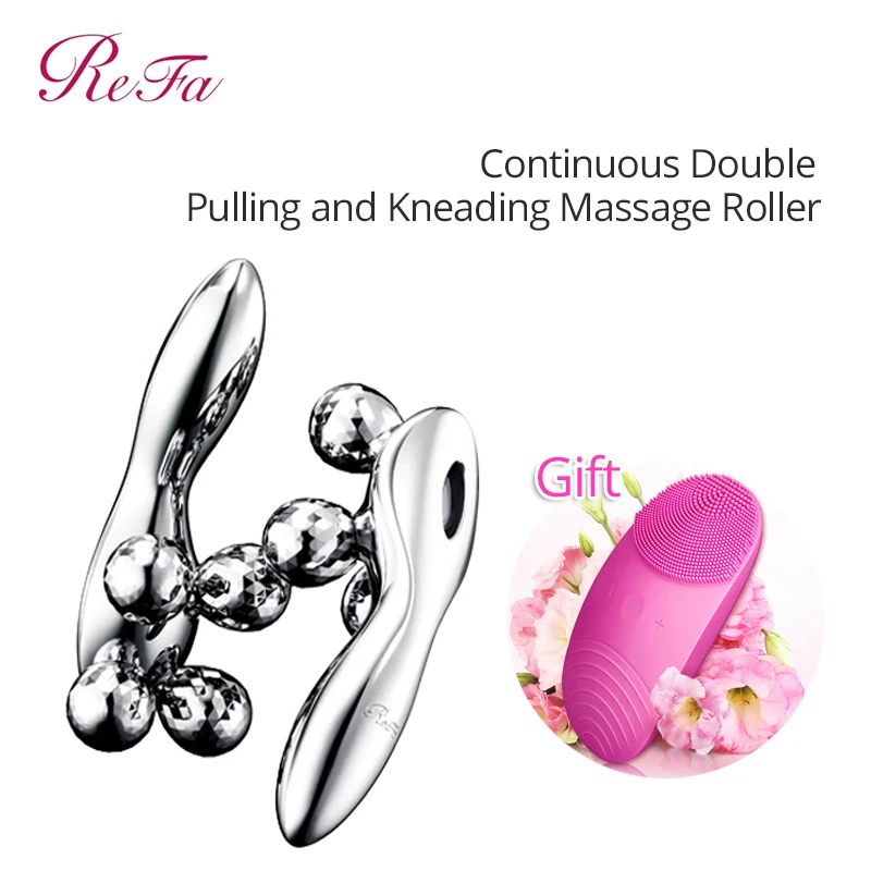 ReFa 4 CARAT Micro-current Massager Double Kneading Massage Platinum Coated Roller Face Lifting Body Slimming IPX7 Waterproof