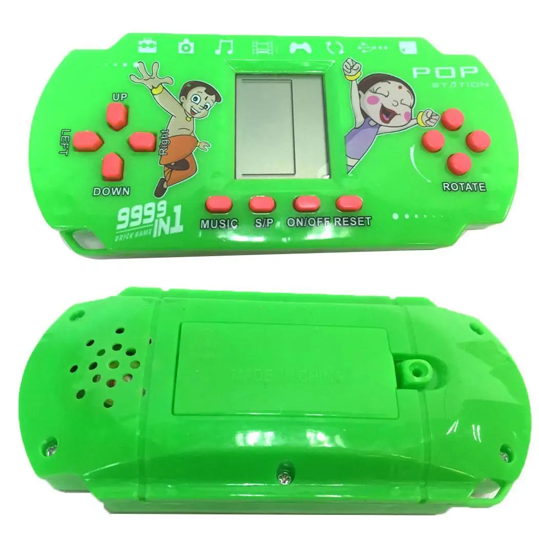 

Portable Tetris Electronic Game Machine Children Puzzle 2 x AAA Batteries Handheld Console Green