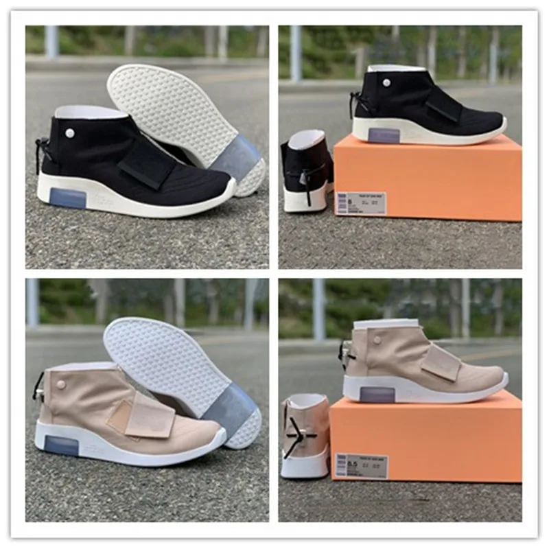 

New Mid Moccasin Basketball Shoes Black Particle Beige Designer Flat New Fear 1 Mens Women Hook & Loop God x Trainers Sneakers