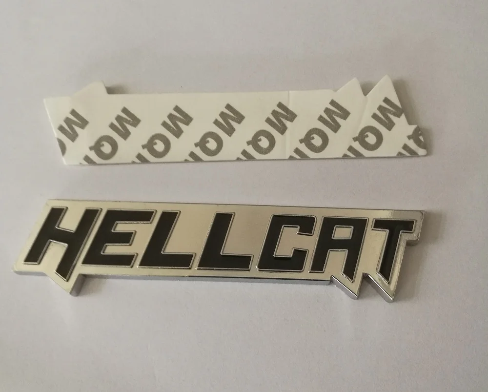 JX-LCLYL Metal HELLCAT Car Side Body Trunk Emblem Badge Sticker Decal For Dodge Silver