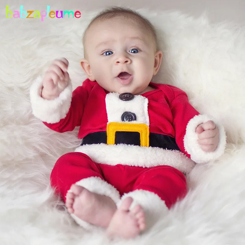 Babzapleume/2 шт/3-24Months/Рождество для маленьких девочек комплекты одежды для мальчиков 1st наряд на день рождения футболка + Штаны Одежда для