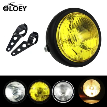 

Motorcycle Headlight Black Metal Retro Head Lamp Amber Halogen Headlights For Harley Suzuki Yamaha Honda Cafe Racer