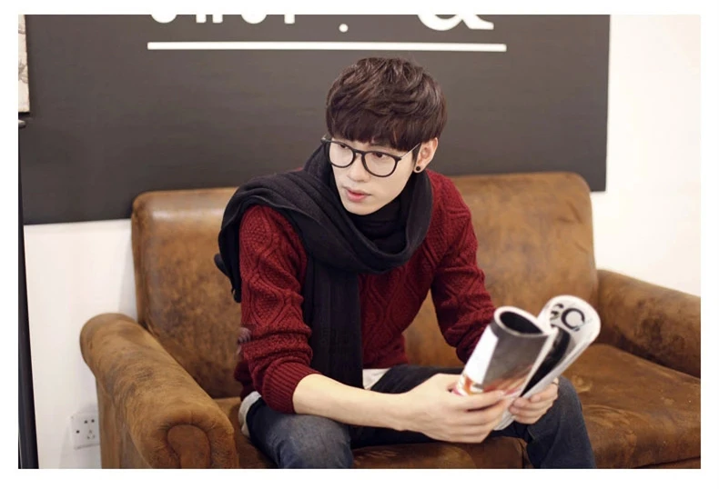 2022 New Arrived Brand Men Scarf Knit Spring Winter Scarves Long Size Male Warmer Women's Solid Color Wool Bufanda wool scarf mens