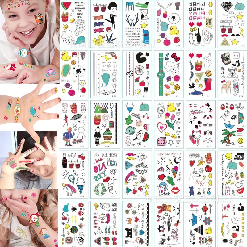 30 ورقة 3D الفراشة المؤقتة الوشم الجسم الفن ملصق زهرة خطابات الكرتون الكلب وهمية الوشم إنفينيتي الوشم للنساء ، الاطفال