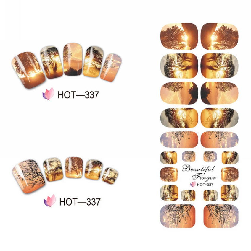 

UPRETTEGO NAIL ART BEAUTY WATER DECAL SLIDER NAIL STICKER FULL COVER FALLING SUN MORNING SEASONS VIEW HOT337-342
