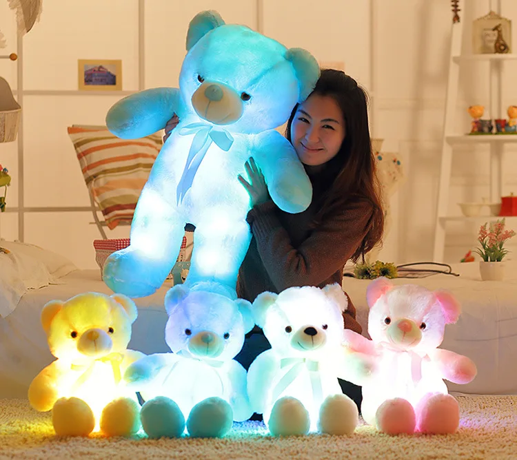50 см креативный светильник светодиодный плюшевый мишка мягкие животные детские куклы плюшевые детские игрушки красочные светящиеся кавайные игрушки для детей