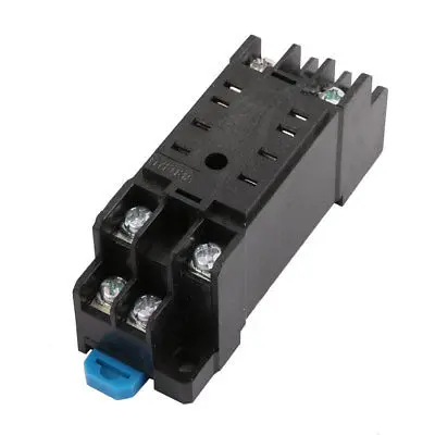 

2-M4X10 8 Terminals 35mm DIN Rail Mounted Power Relay Socket Base Holder