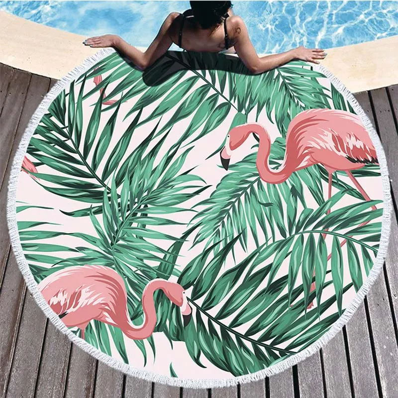 Богемный Фламинго круглый пляжное Полотенца круглое полотенце из микрофибры полотенца, пляжные полотенца для взрослых дома йога коврик для пикника Playa - Цвет: Color 1