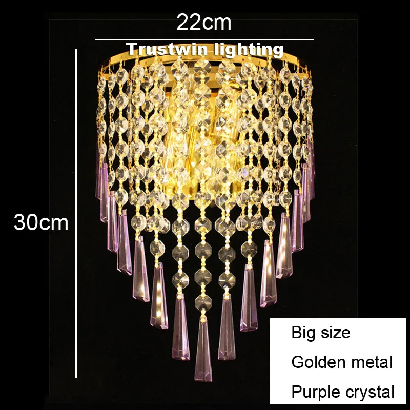 Европейский дворцовый классический настенный светильник светодиодный роскошный декоративный светильник со стеклянным золотым кристаллом - Цвет абажура: purple big size